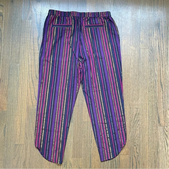 MARINE LAYER ALLISON MULTI-COLORED MAGENTA GOLD LUREX STRIPPED PANTS M NWOT - Picture 10 of 12